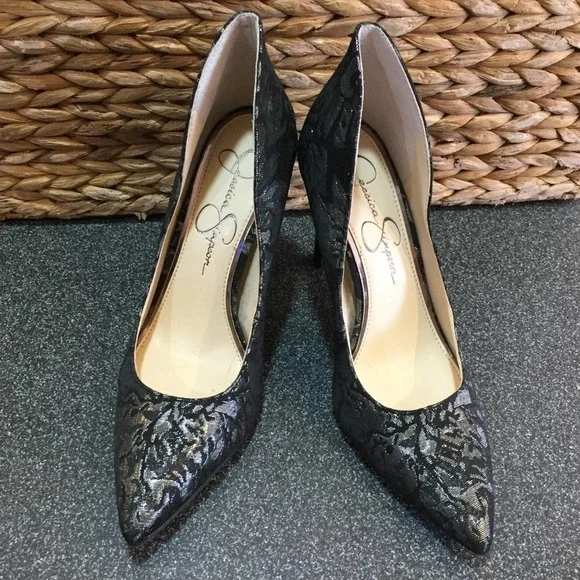 Jessica Simpson Black Lace Heels - Picture 1 of 14